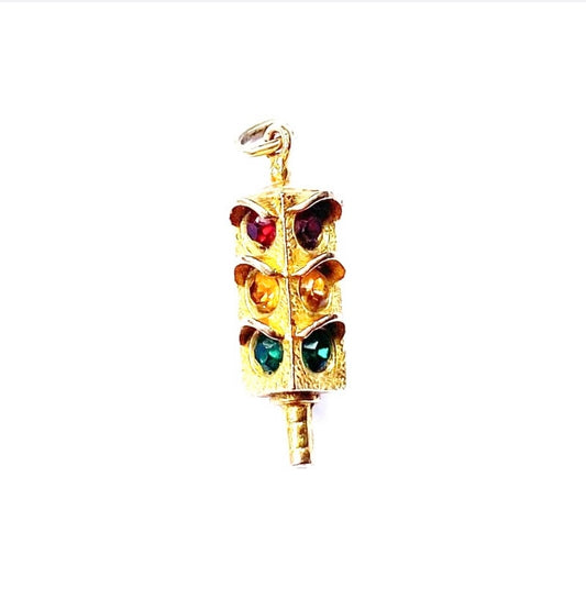 9ct vintage traffic light charm circa 1970