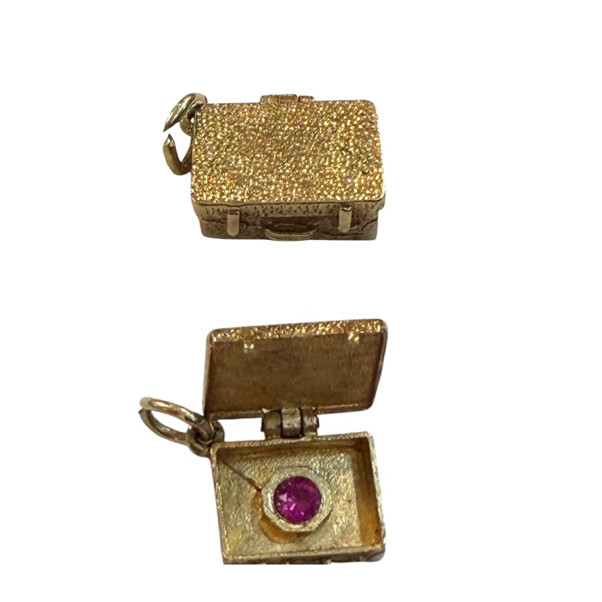 9ct vintage brief case charm with a jewel inside 2.9g