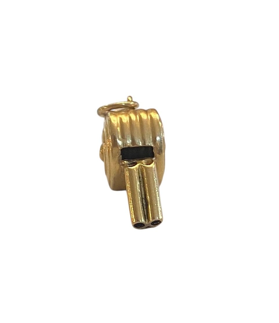 14ct vintage whistle charm, working