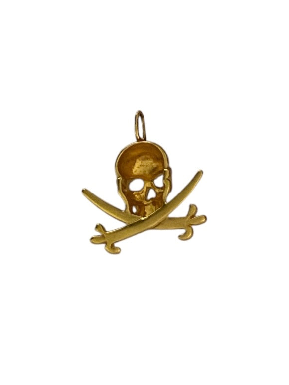 9ct vintage skull and cross swords charm / pendant