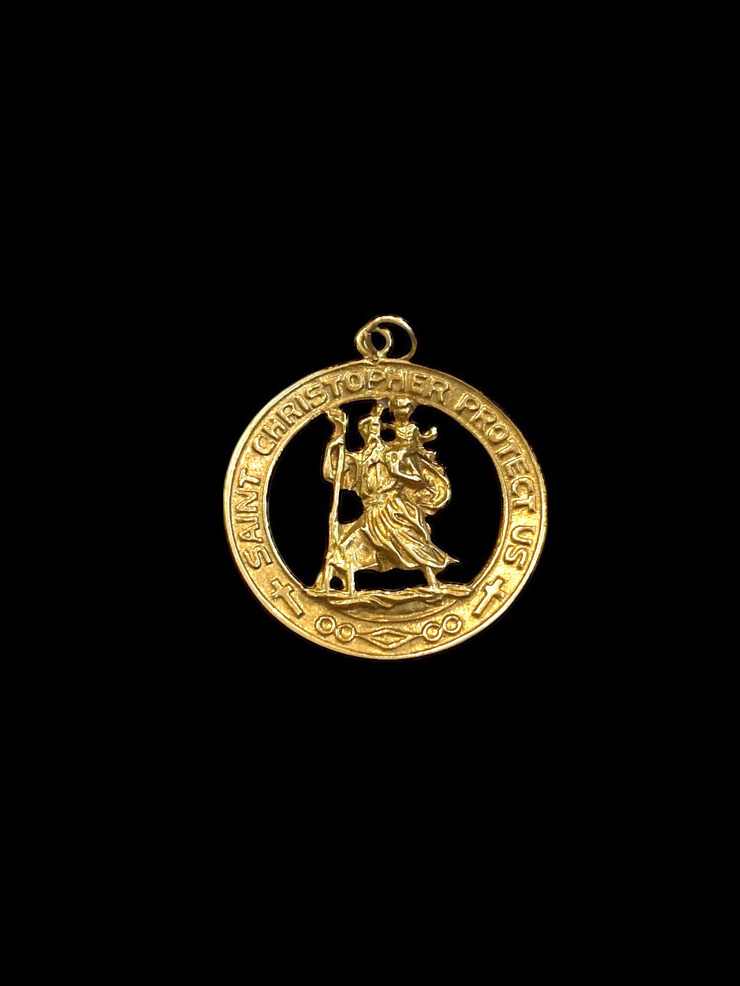 9ct vintage large St christopher charm / pendant circa 1966 maker Fm 3.0g