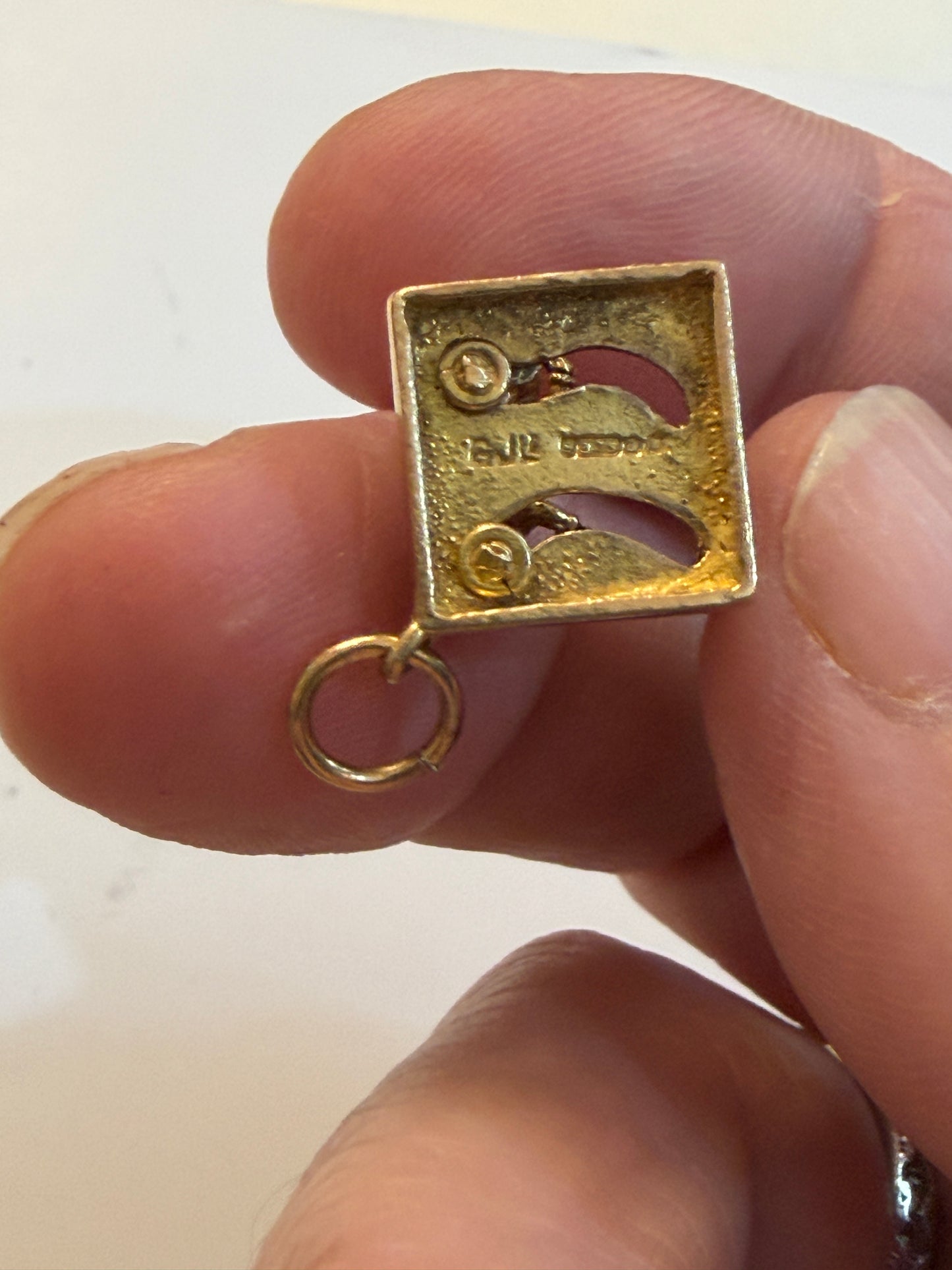 9ct vintage boxers in ring charm / pendant articulated. circa 1956 by Georg jensen 2.8g