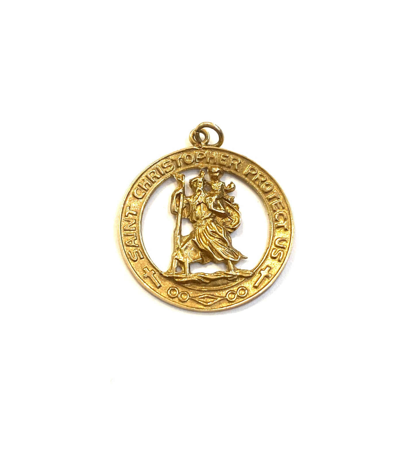 9ct vintage large St christopher charm / pendant circa 1966 maker Fm 3.0g