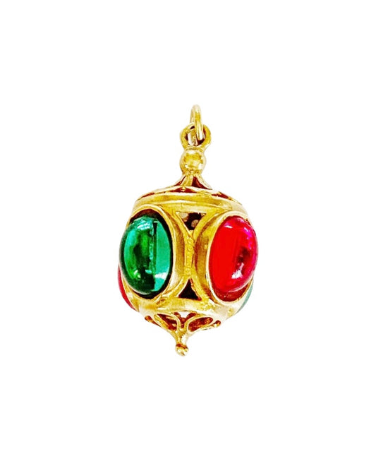 9ct vintage fob charm / pendant with paste stones circa 1969