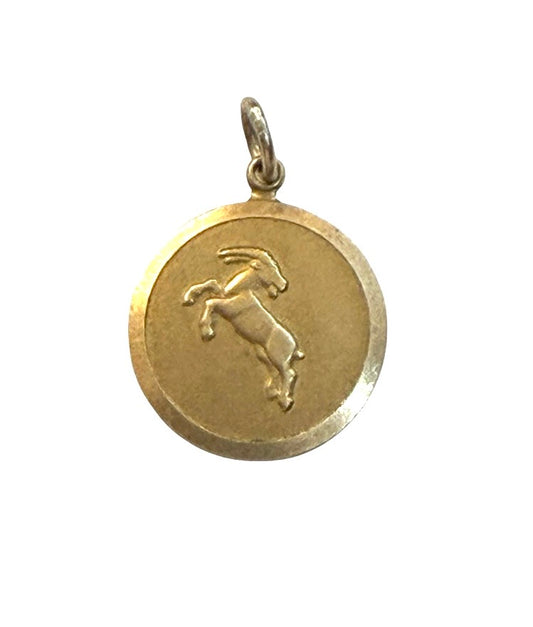 9ct vintage capricorn charm / pendant circa 1966