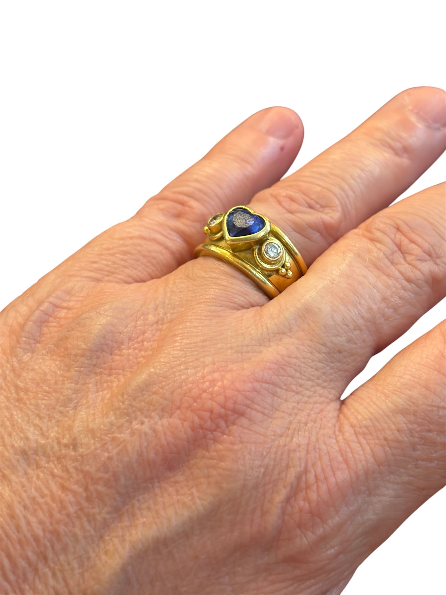 18ct 750 sapphire and diamond ring size N 1/2 11.3g circa 2001