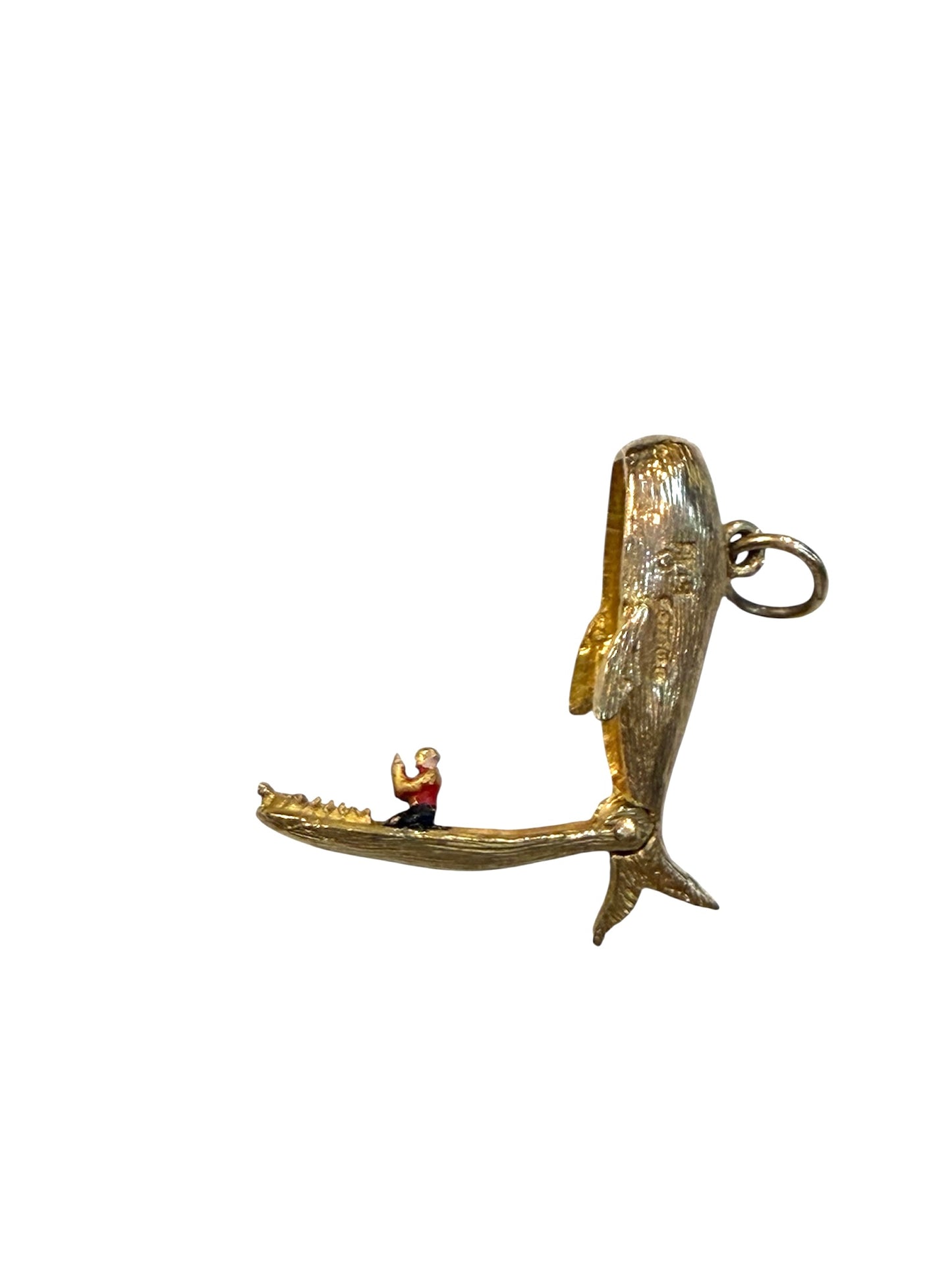 9ct vintage whale charm with jonah circa 1952
