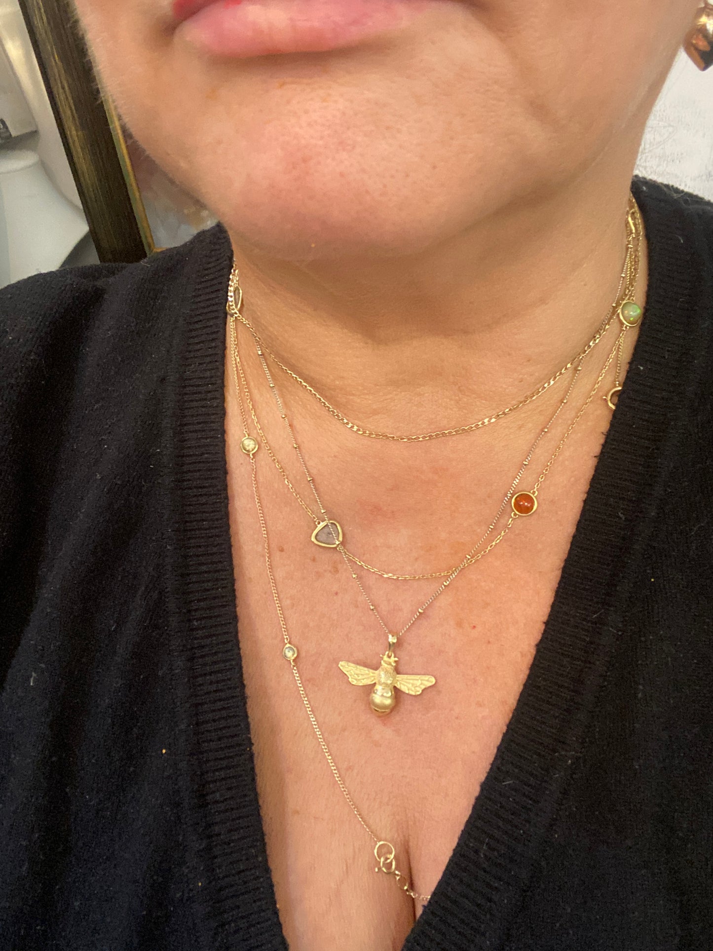 pre owned silver gilt 925 bee pendant