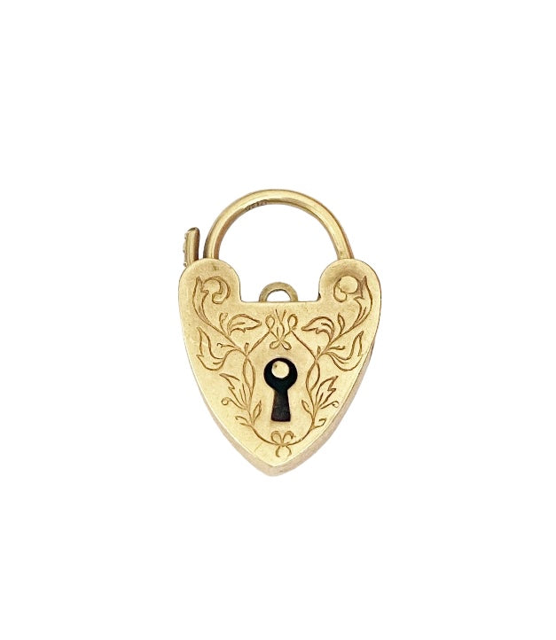 9ct vintage gold ornate padlock charm circa 1970