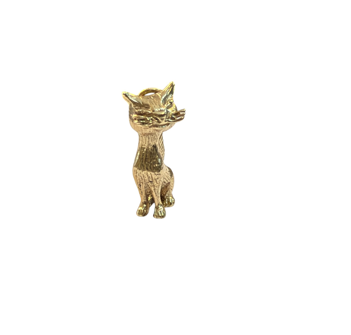 9ct vintage cat charm, large and heavy circa 1970s 10.58g