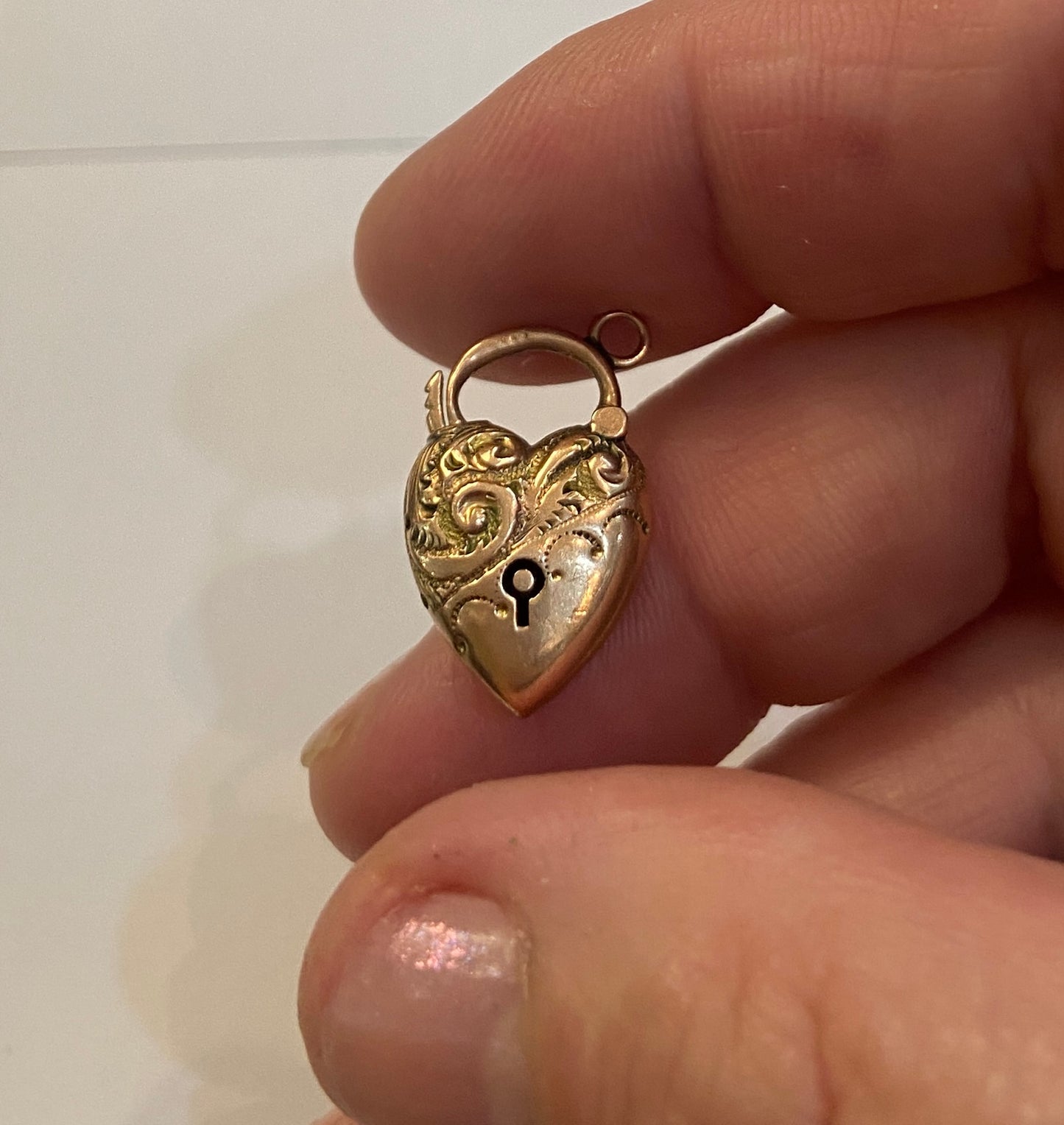 9ct antique rose gold padlock charm, circa 1920s