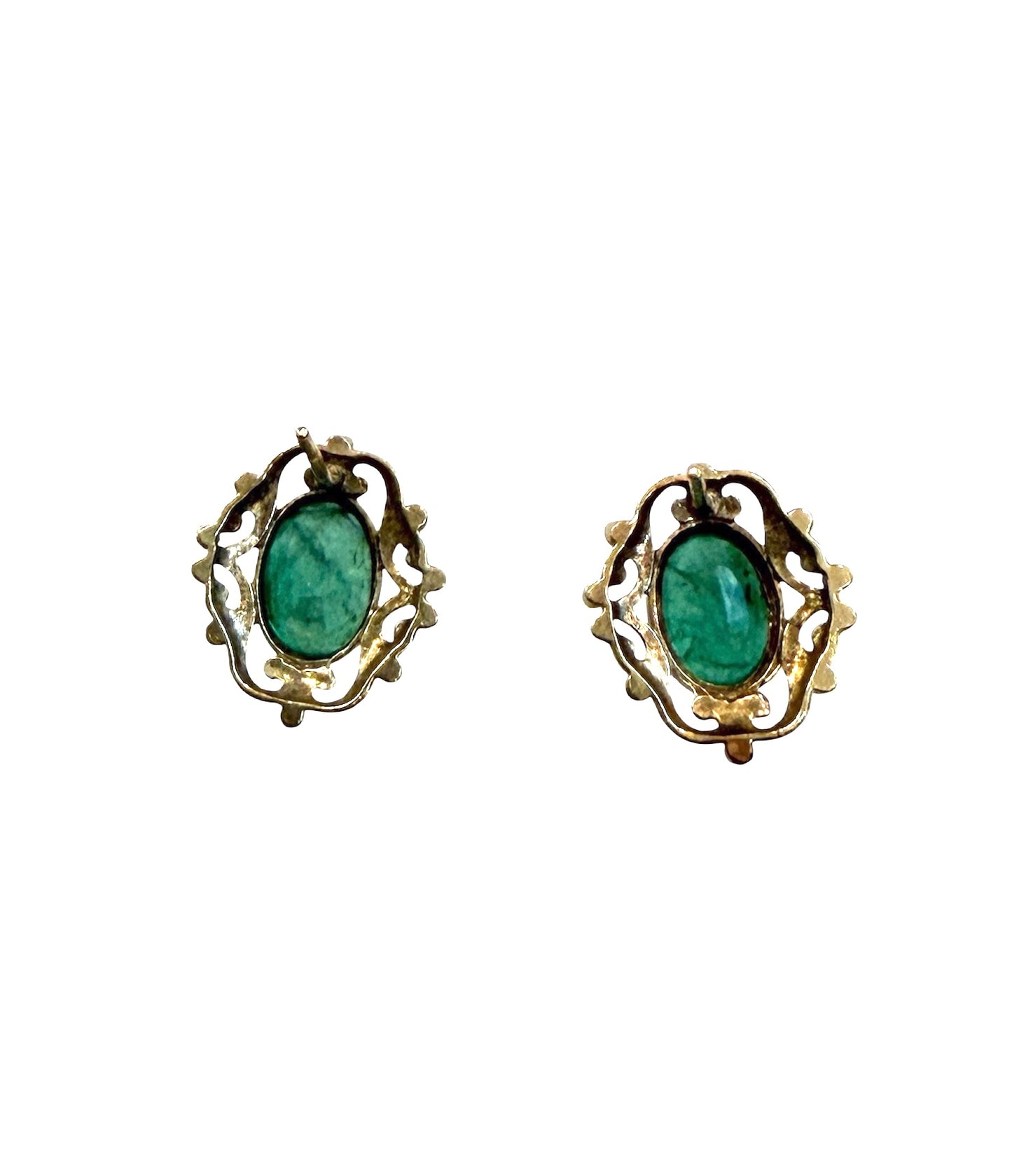 9ct emerald and gold std earrings
