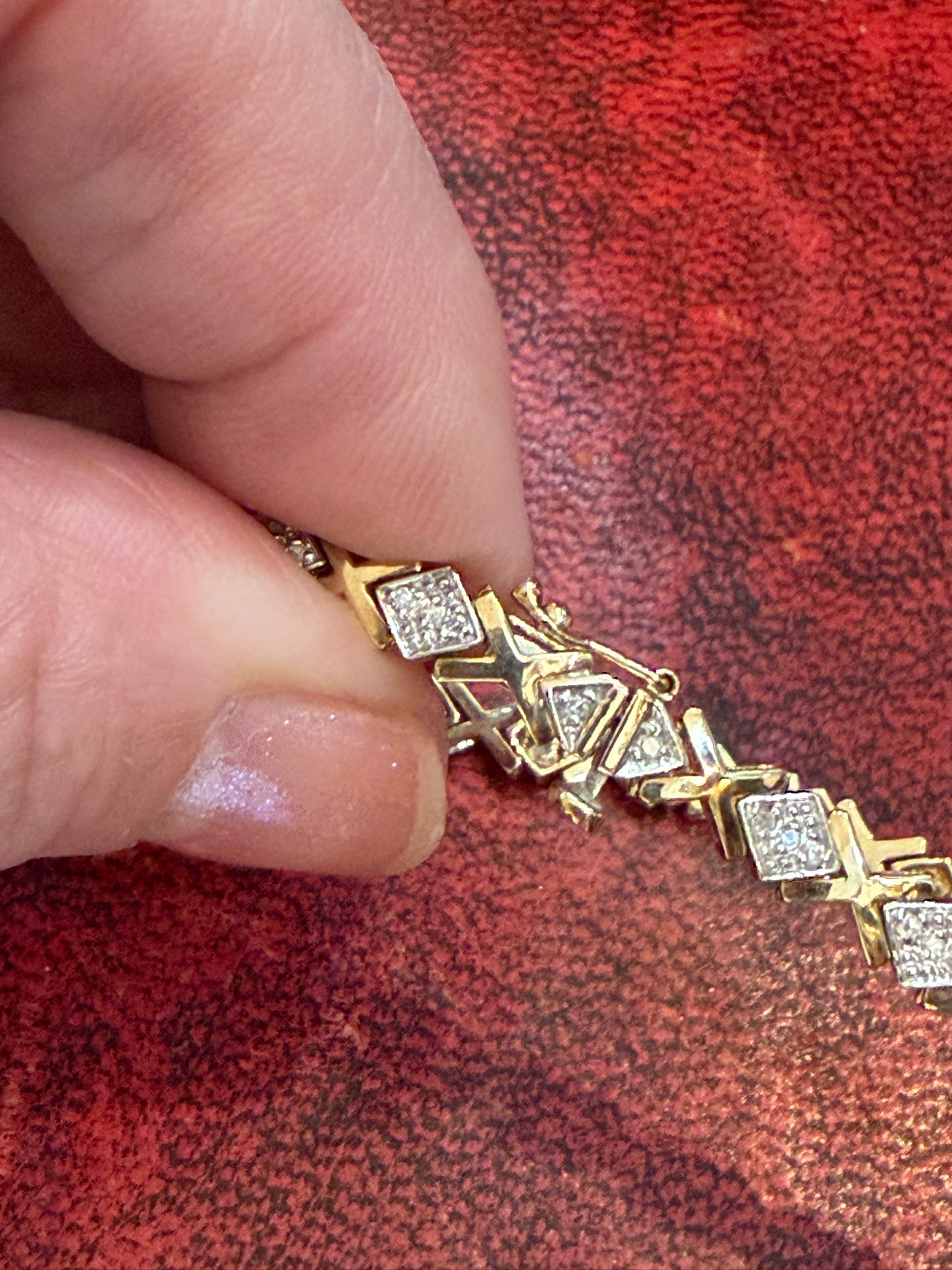 9ct vintage diamond bracelet, tennisbracelet 0.40ct diam, 7 inches