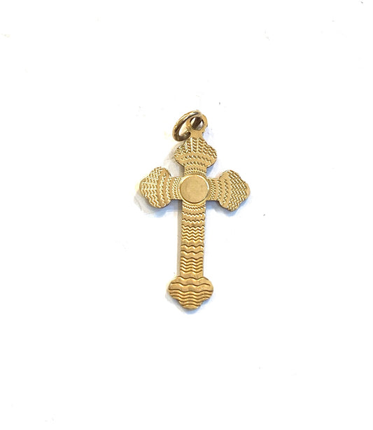 9ct vintage gold cross charm / pendant
