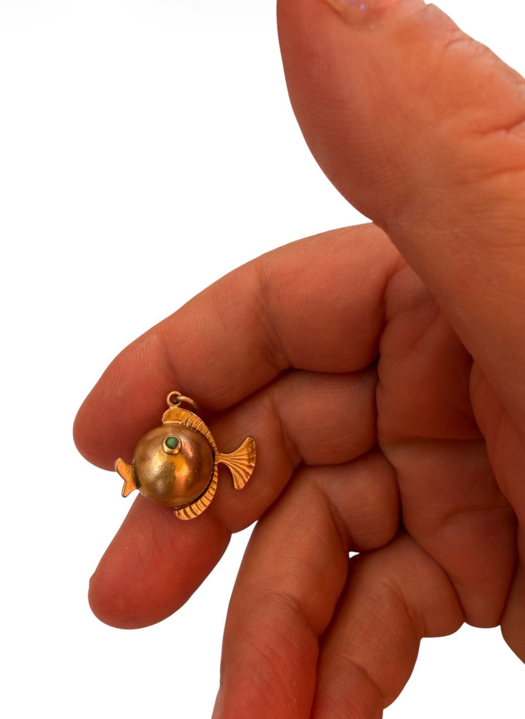 9ct vintage puffer fish charm circa 1962 maker LJ 3.9G