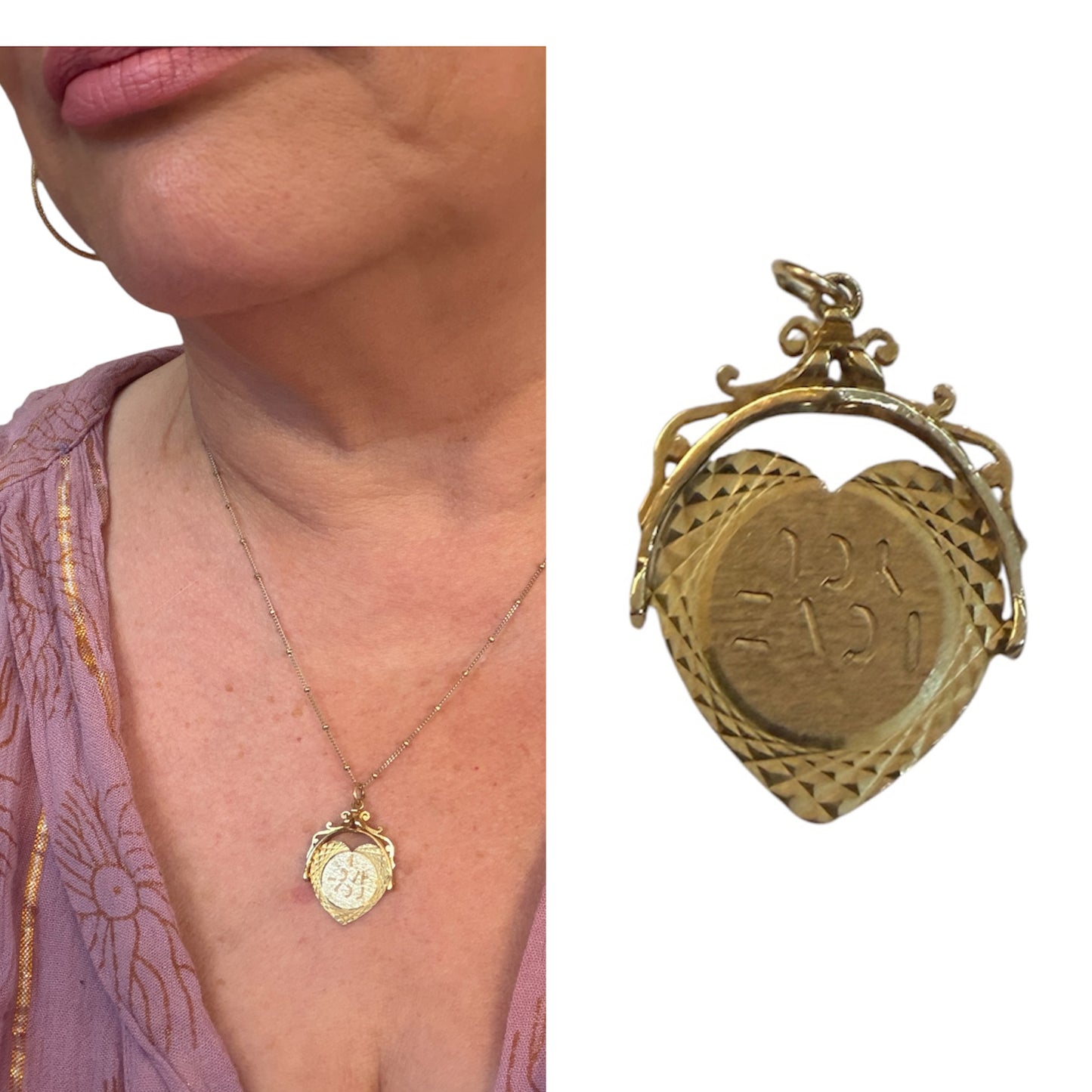 9ct vintage large 'I love you spinner' charm -pendant circa 1978 maker FM 2.7g