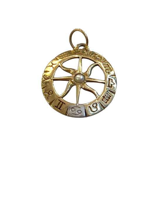9ct vintage pisces astrology pendant / charm