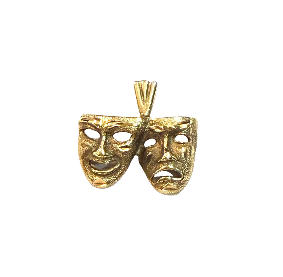 9ct vintage comedy and tragedy mask charm / pendant circa 1989 Birmingham 1.9g
