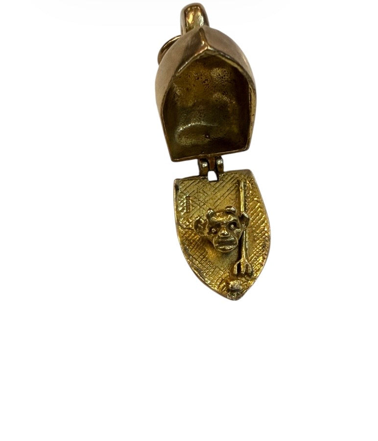 9ct vintage opening iron charm circa 1980s with devil inside 5.15g