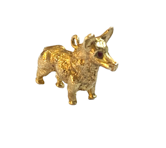 9ct vintage Corgi dog charm, solid and heavy 7.0g circa 1975