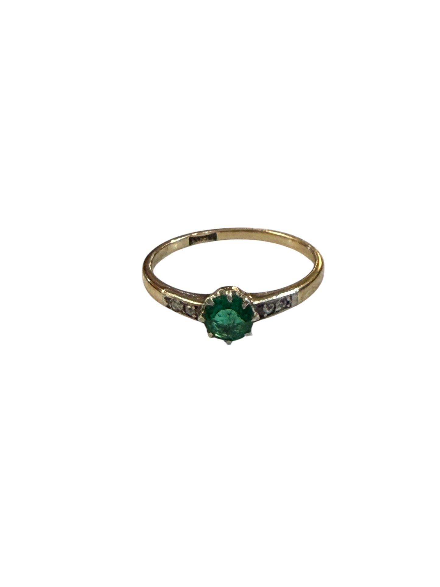 18ct antique Emerald and Diamond ring size M 1/2