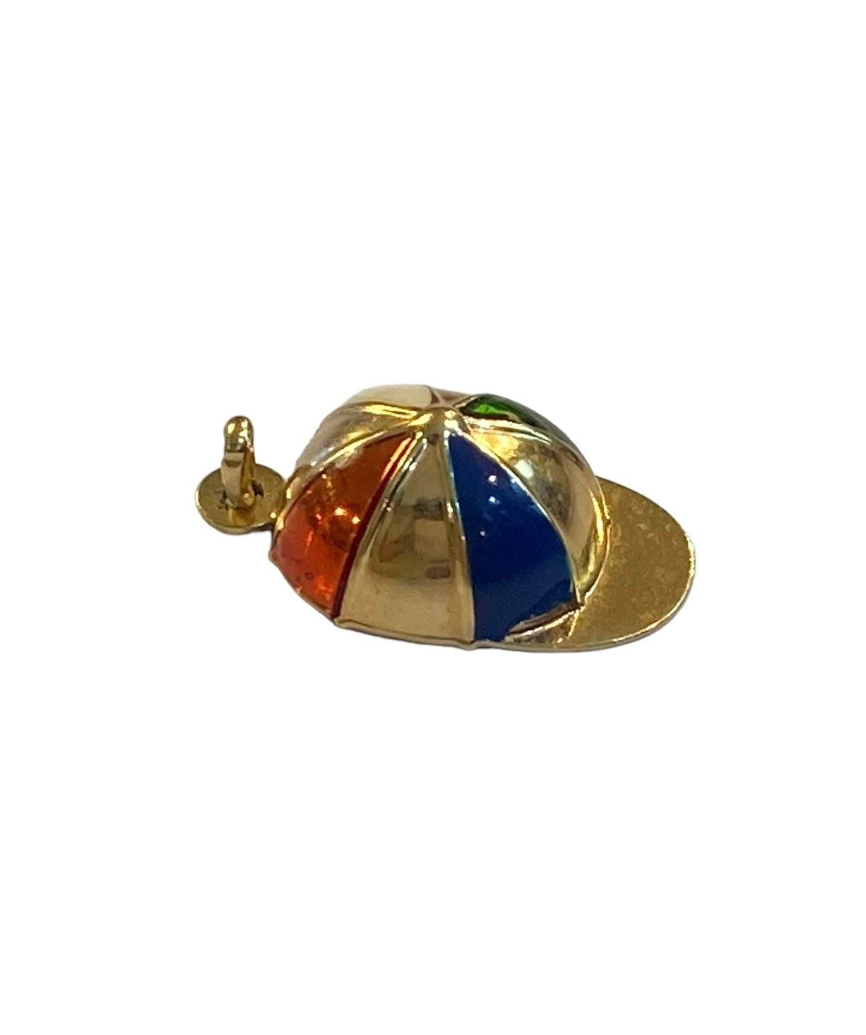 9ct yellow gold jockey hat charm with enamel panels