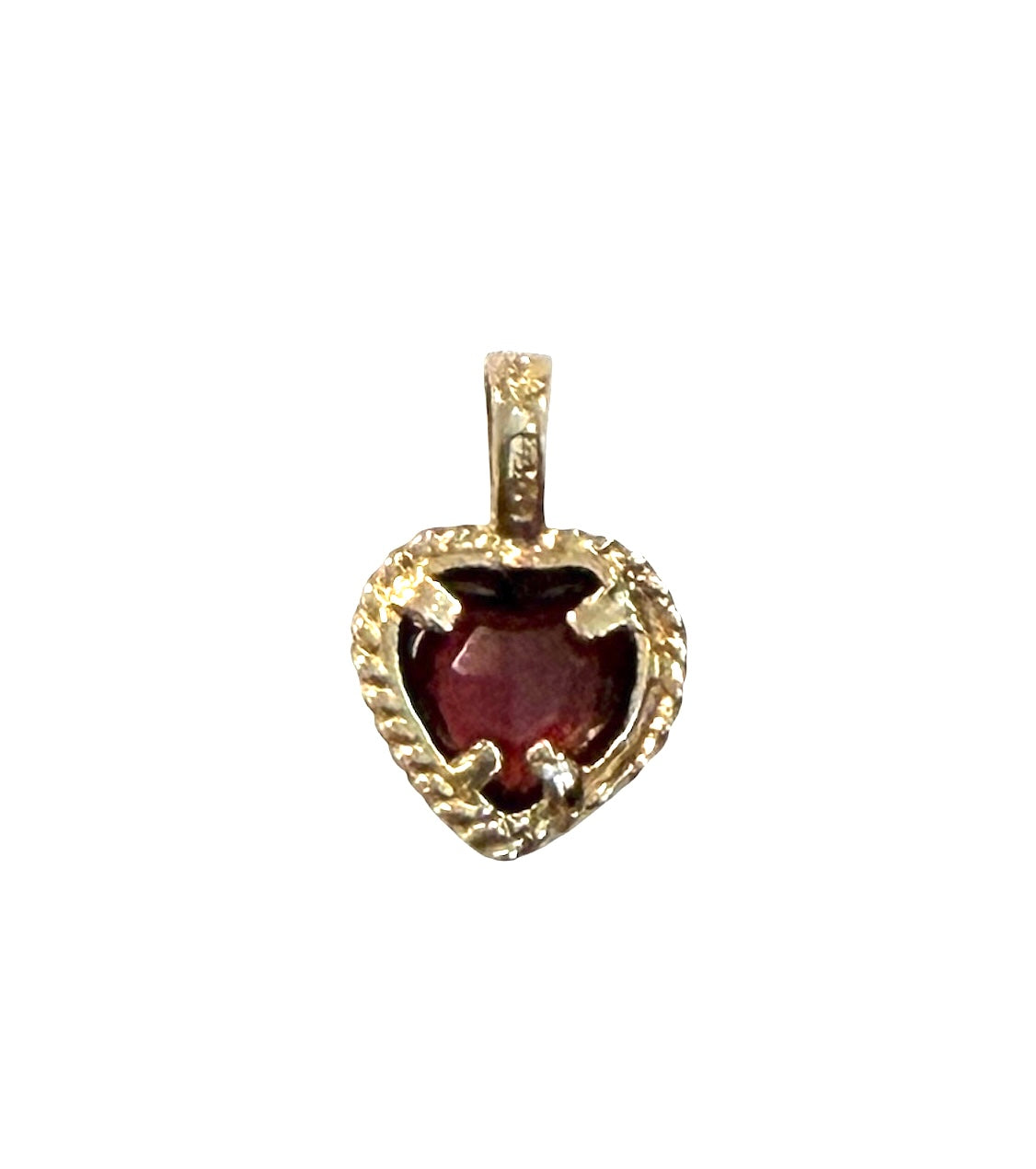 9ct vintage garnet heart charm / pendant circa 1970 by Georg Jensen