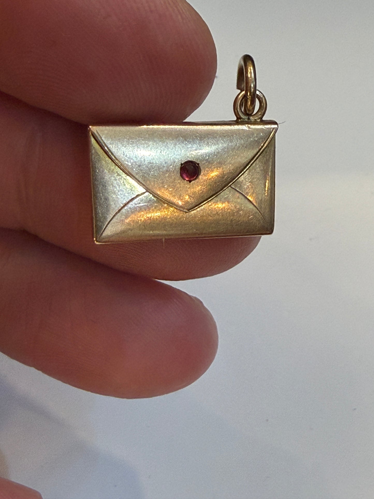 9ct antique envelope charm with a note inside circa 1901