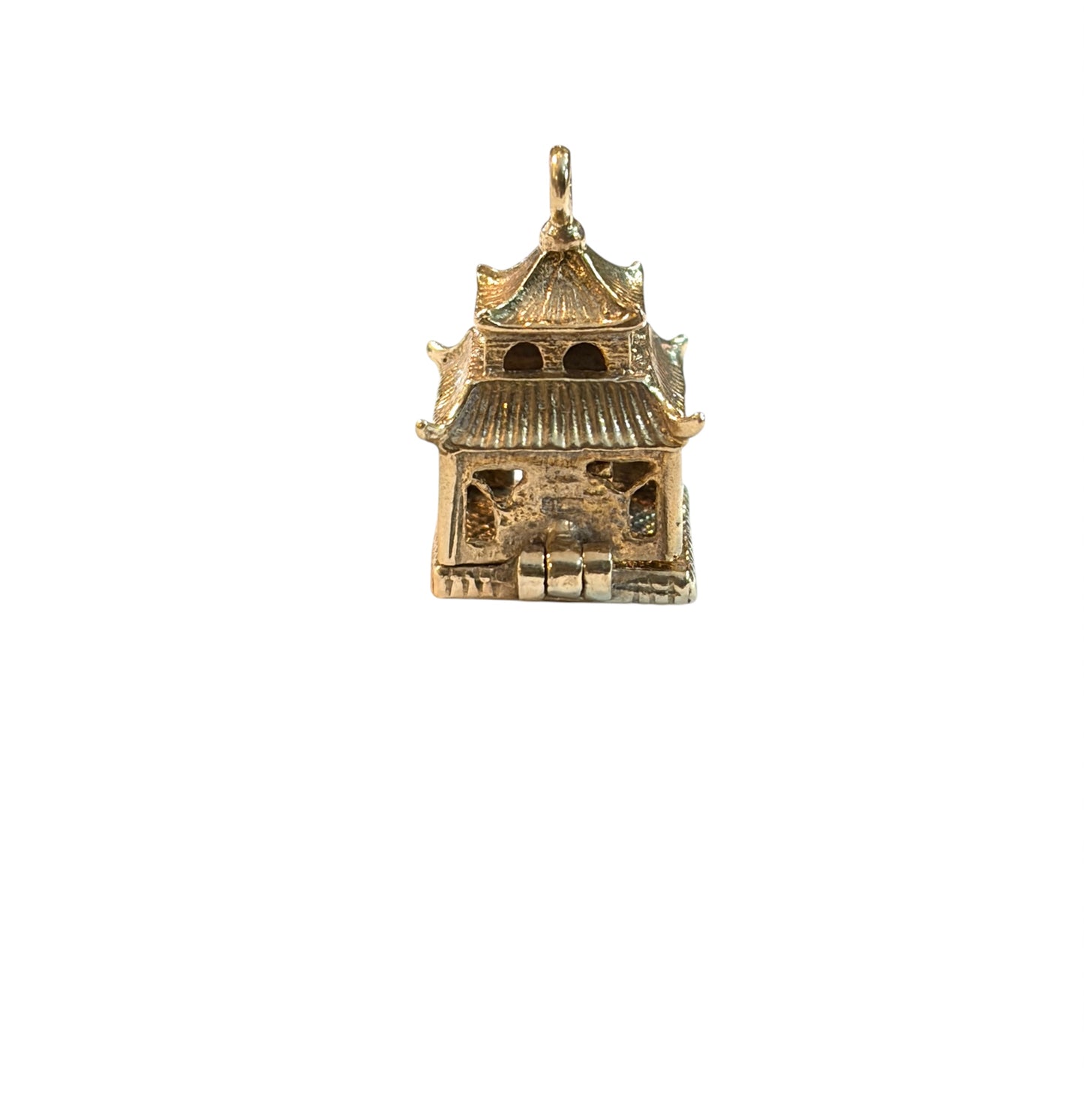 9ct vintage buddist temple charm with buddha inside 4.10g