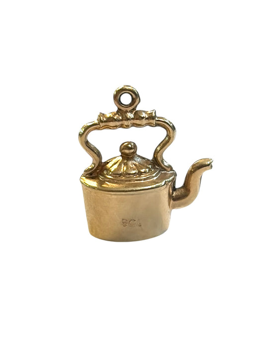 9ct vintage small teapot / kettle charm . hollow
