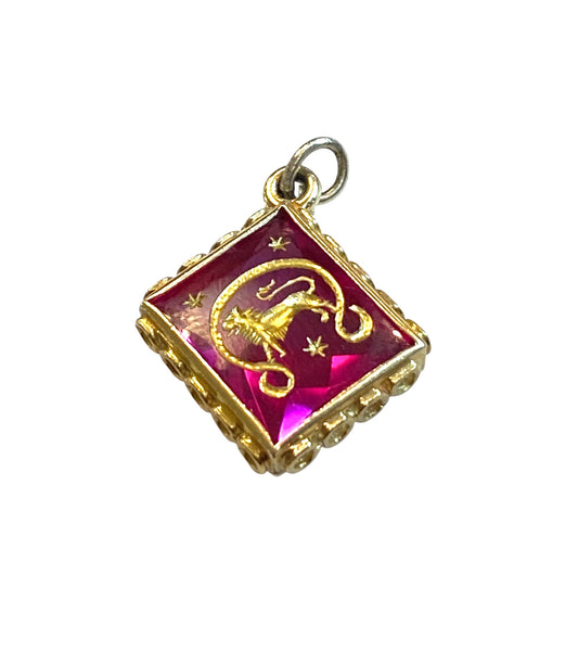9ct vintage leo pendant / charm with tourmaline