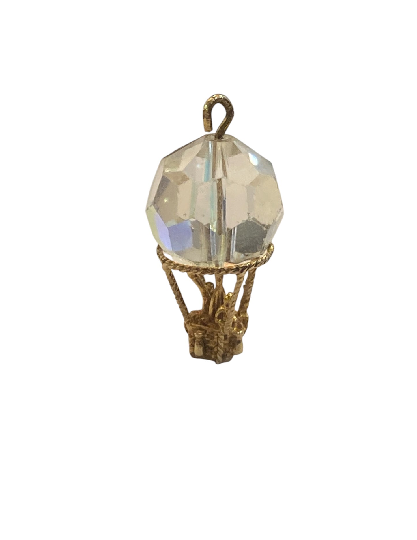 9ct vintage hot air balloon charm, with a crystal.