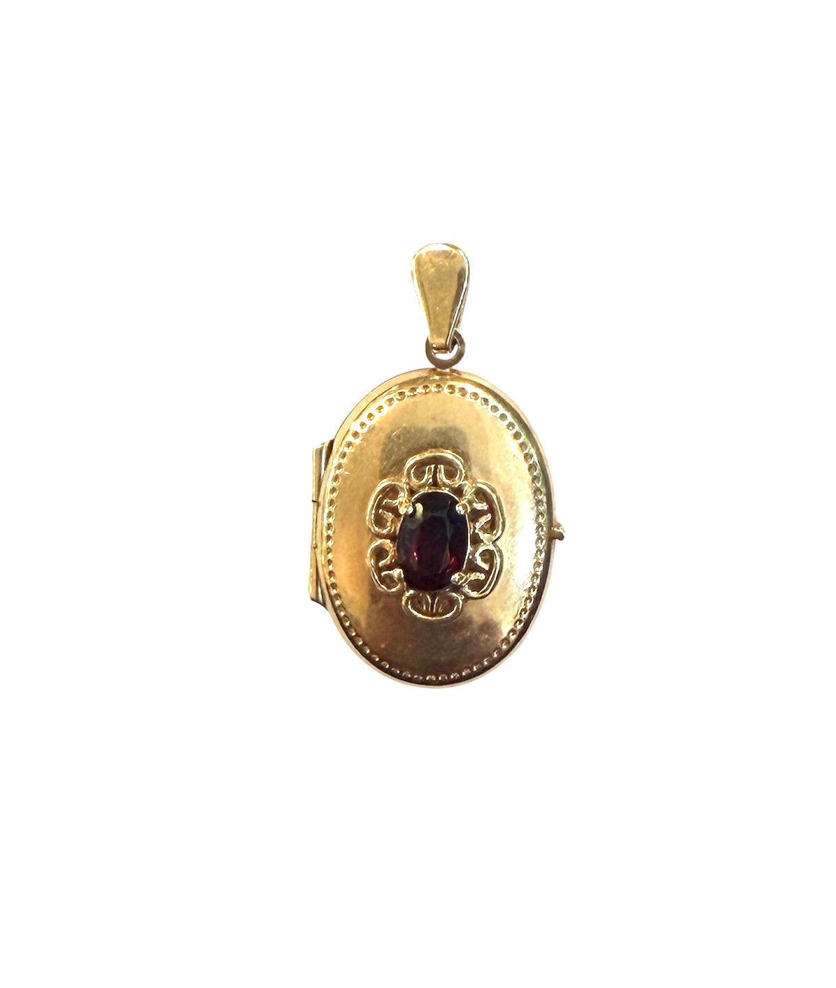 9ct vintage locket with red stone circa 1978