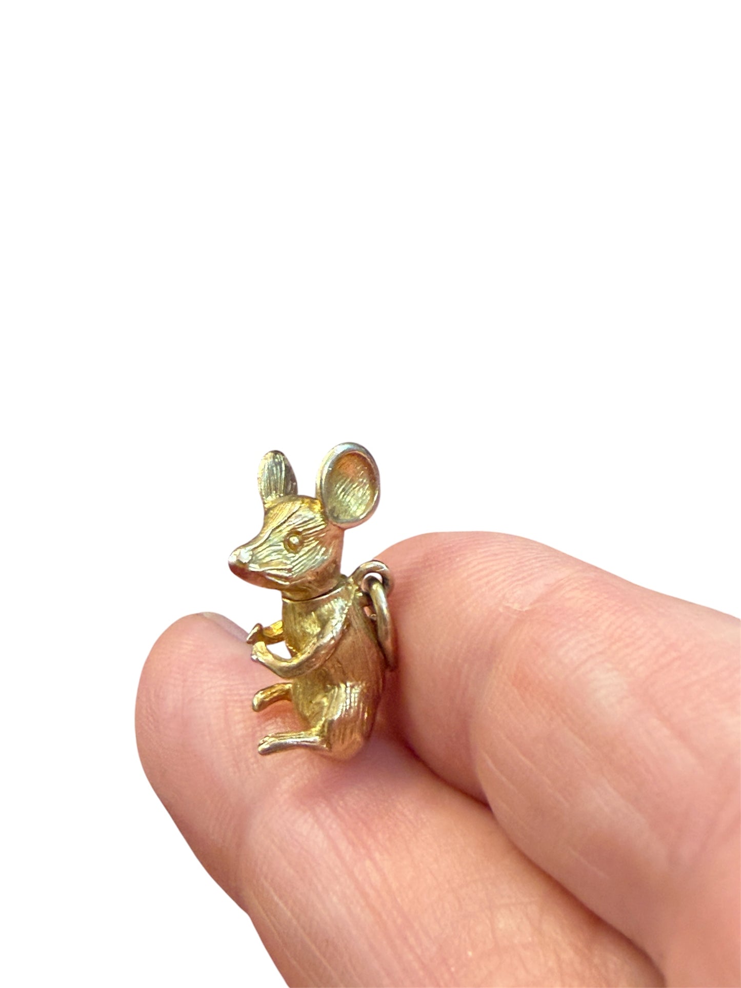 9ct vintage articulated mouse charm 5.3g maker s.p circa 1966