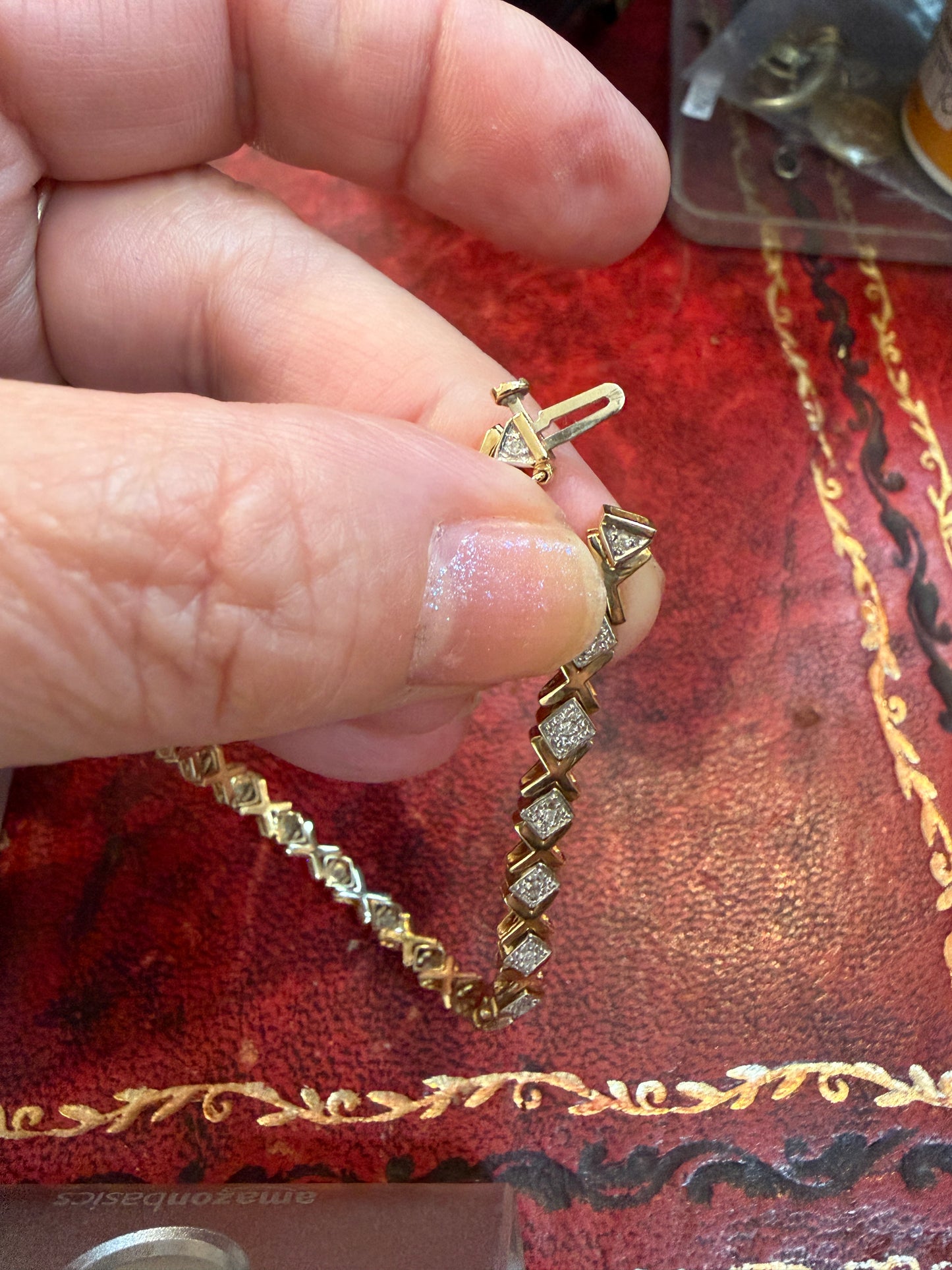 9ct vintage diamond bracelet, tennisbracelet 0.40ct diam, 7 inches