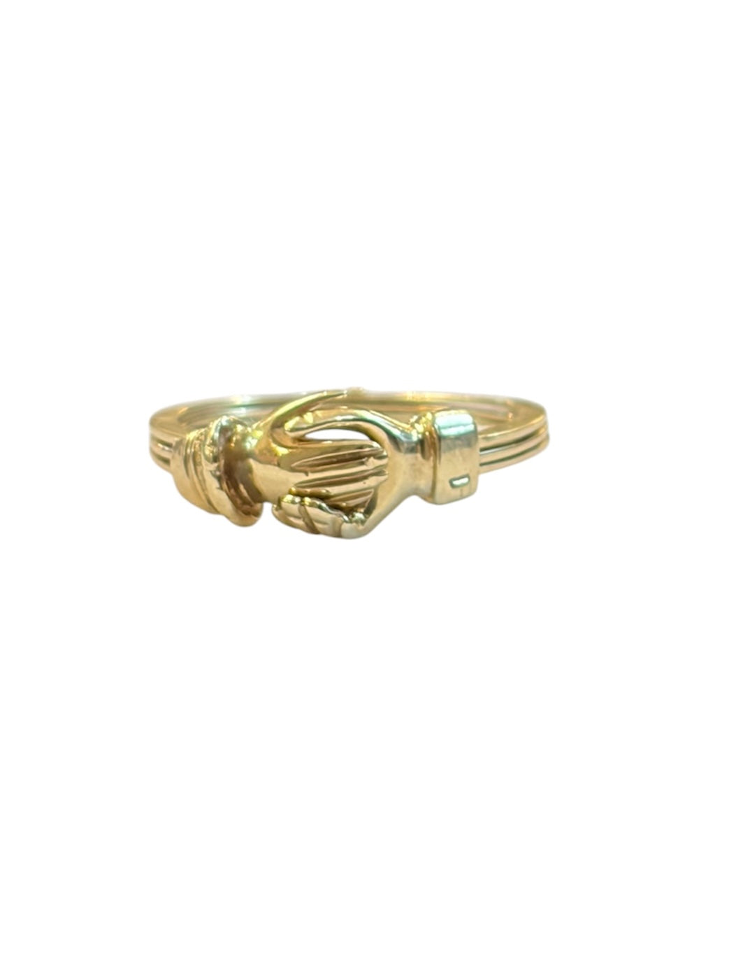 9ct pre owned fede gimmel ring with diamond heart ring size S 3.7g