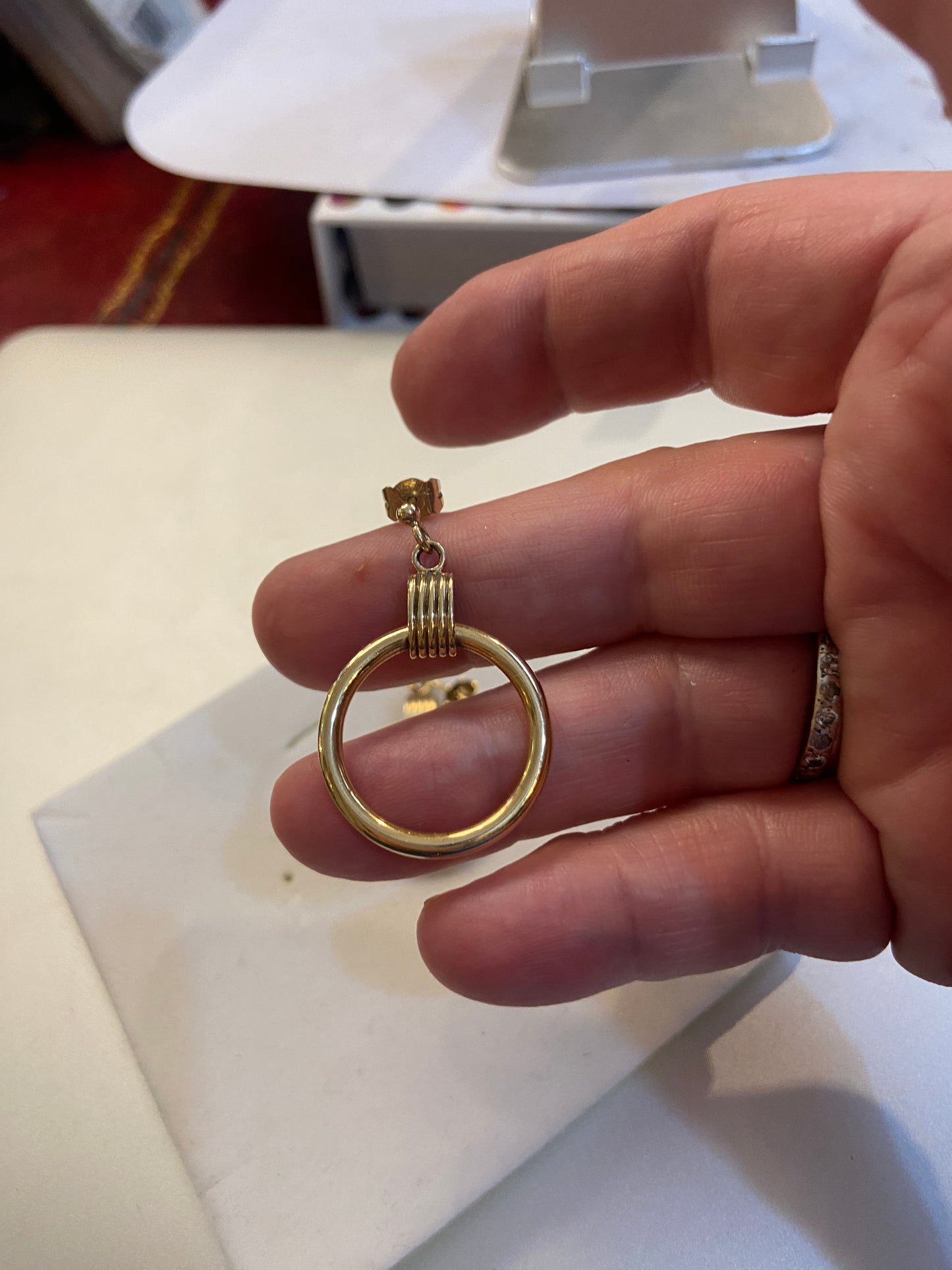 9ct vi tage preowned drop circle earrings circa 1993 9.1g