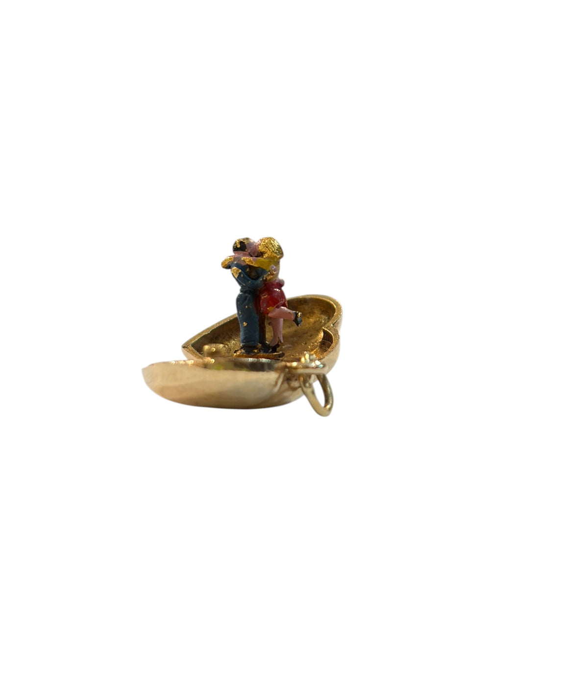 9ct vintage heart charm with couple embracing inside circa 1986 3.3g by ppld