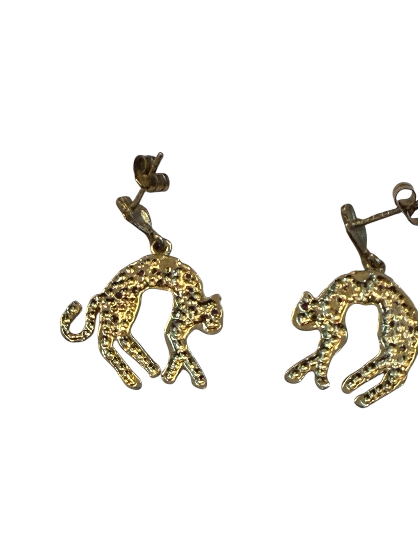 9ct vintage leopard drop earring for pierce ears circa 1989