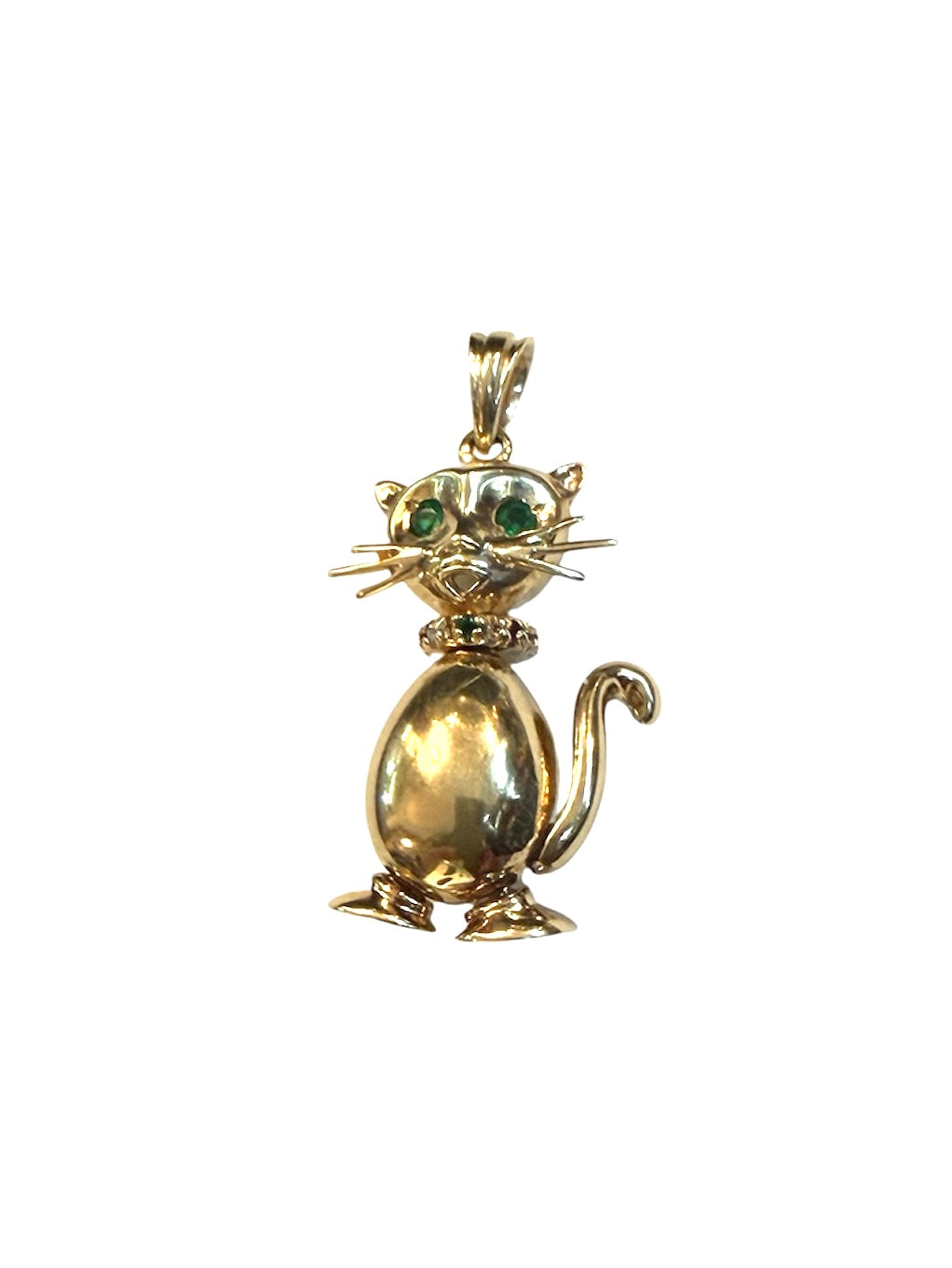 9ct vintage cat charm / pendant, articulated 7.11g