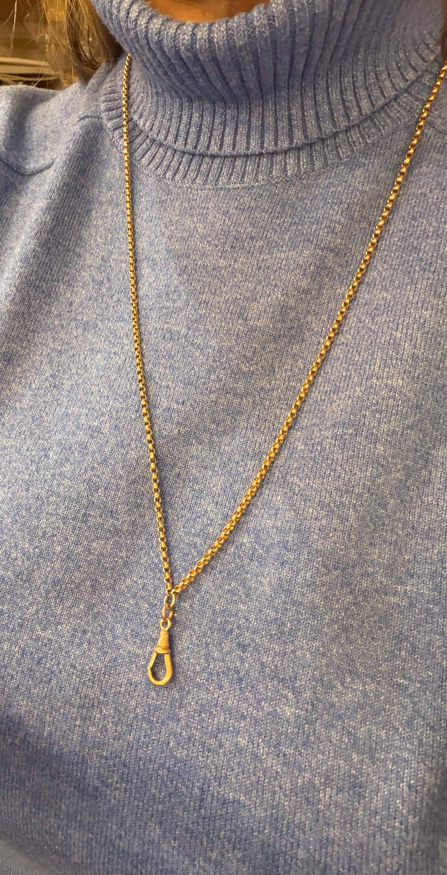 9ct vintage belcher chain 33 inches long with dog clip 13.3g