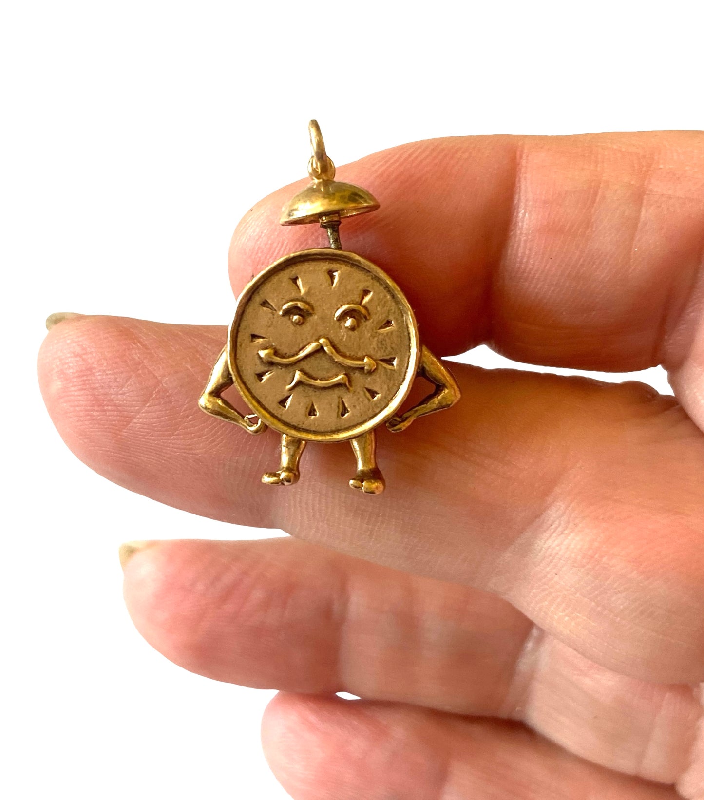 9ct vintage clock charm / pendant. personified and articulated circa London 1972