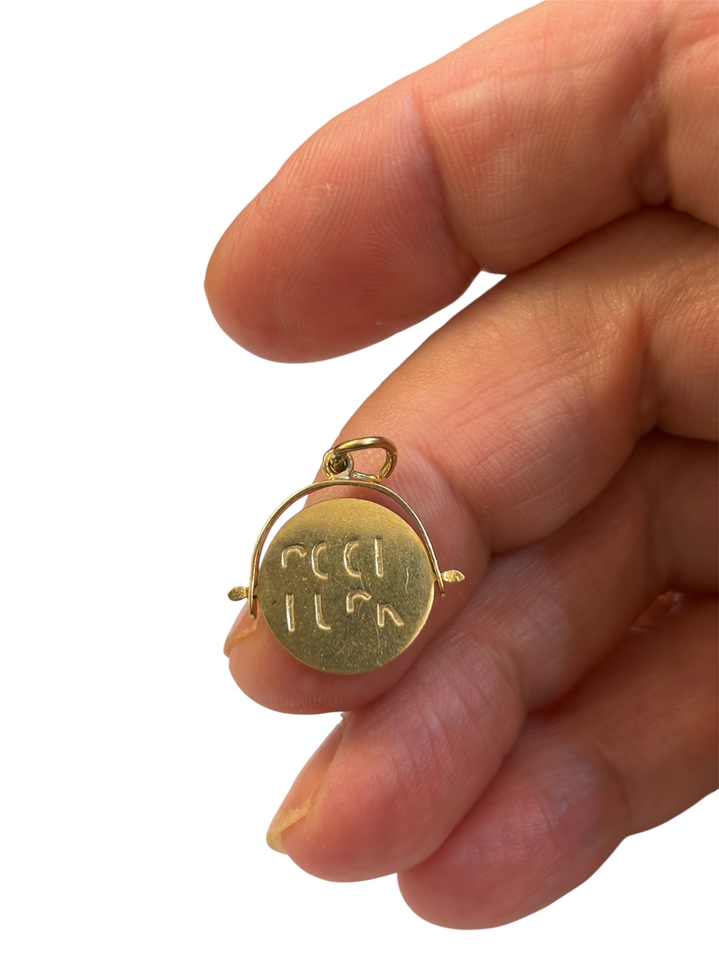 9ct vintage spinner charm ' good luck' circa 1968