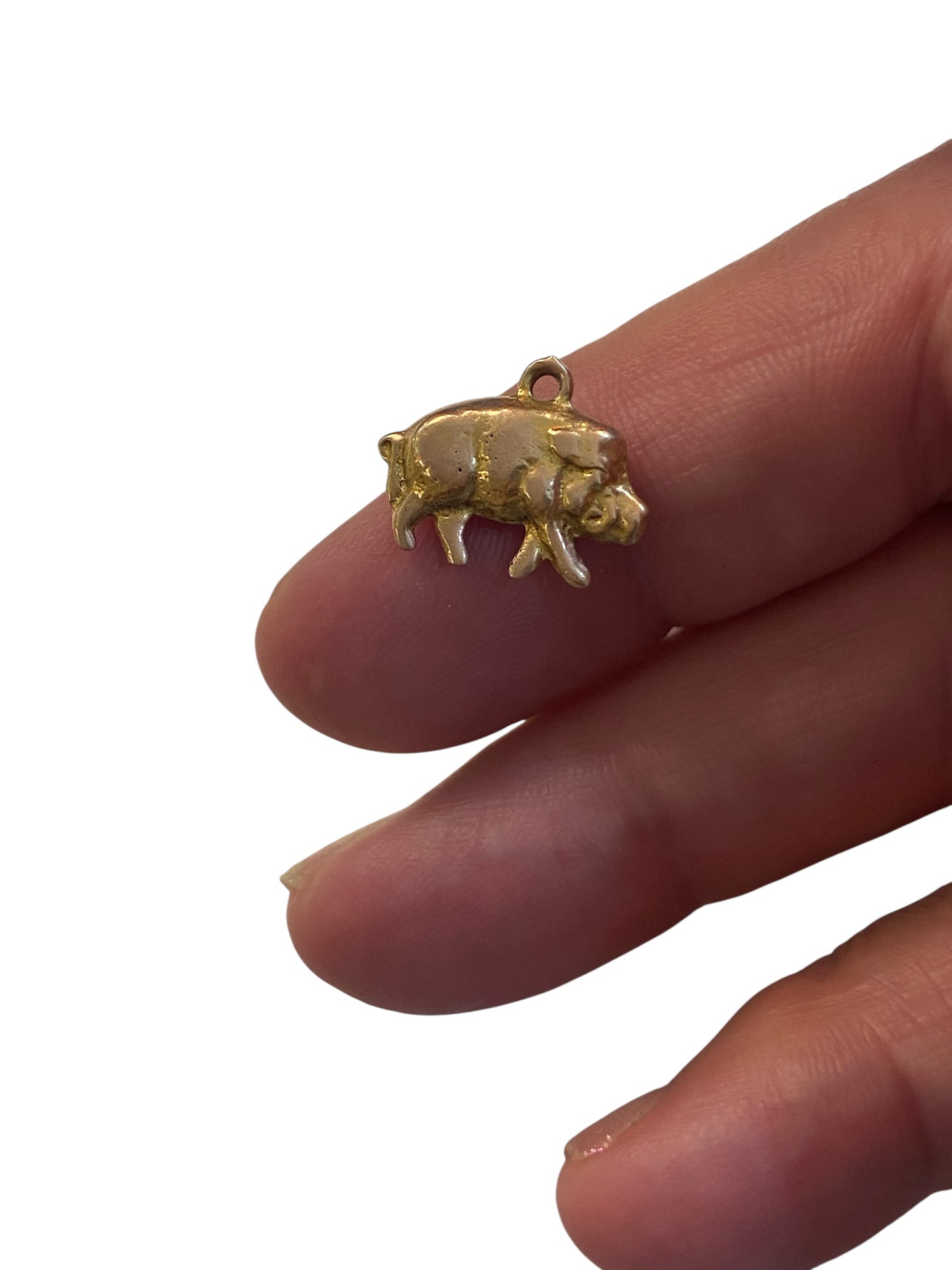 9ct vintage boar charm / pendant, solid gold 2.5g