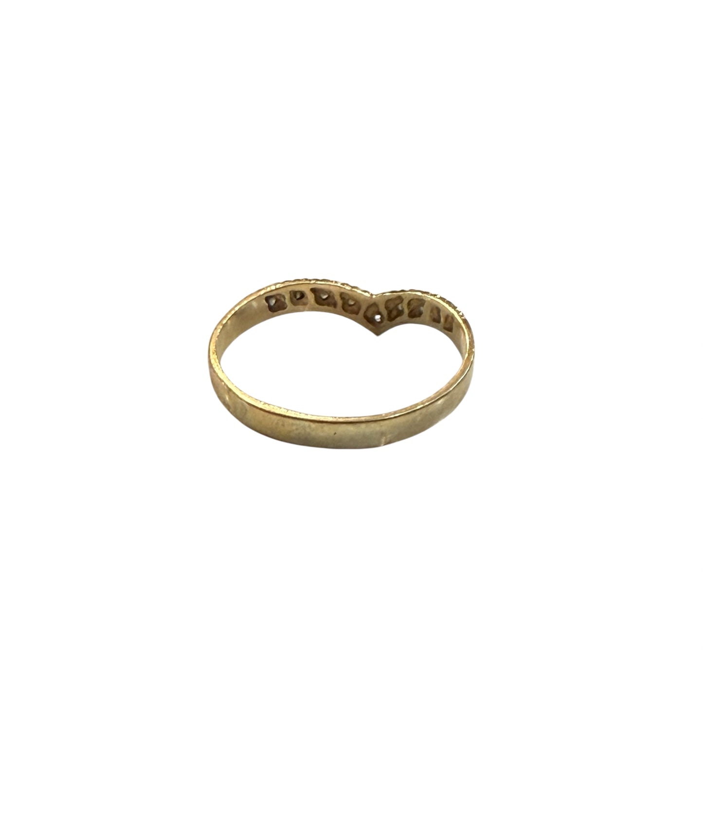 9ct vintage wishbone ring with diamonds ring size T 1/2