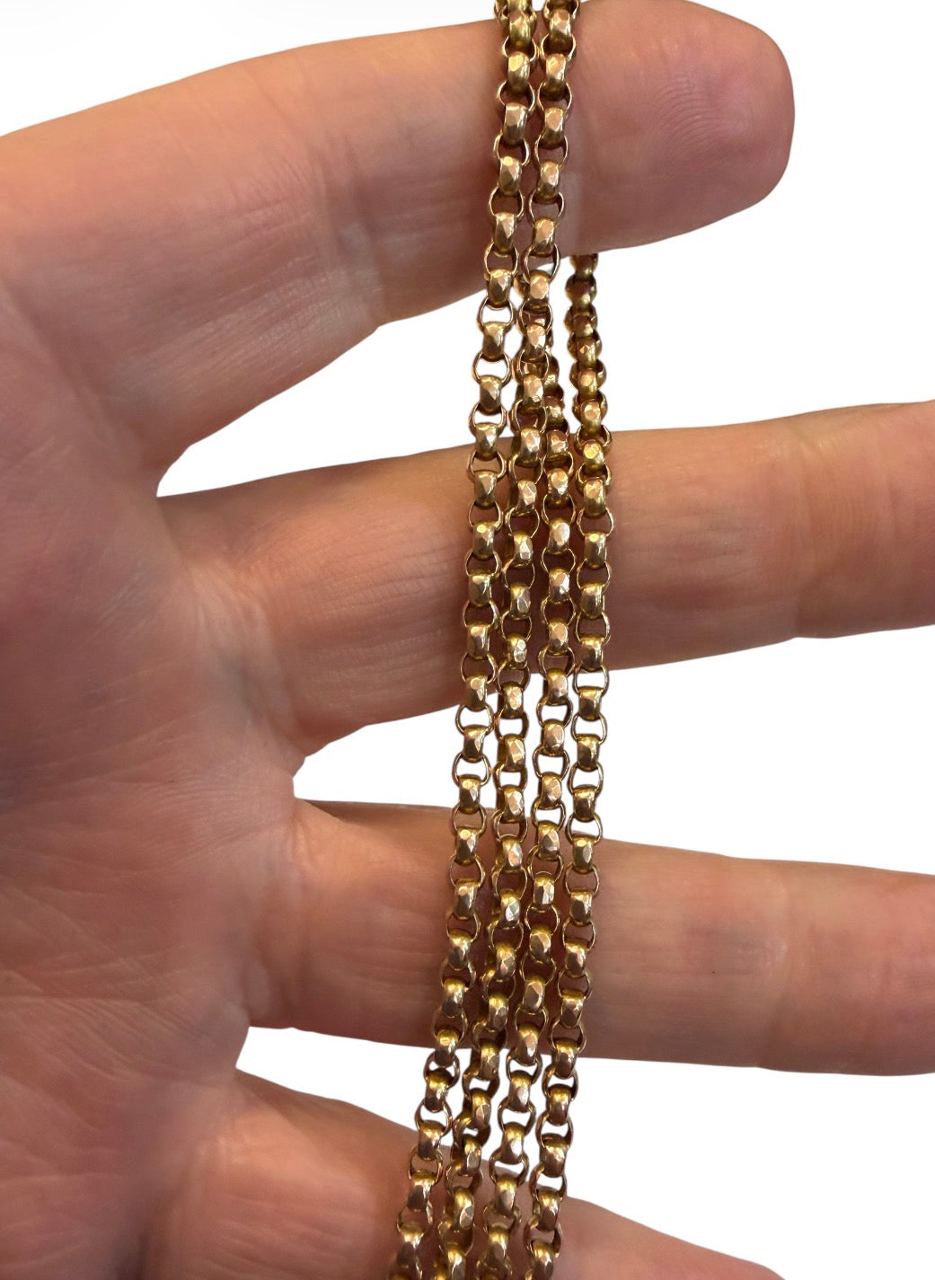 9ct vintage belcher chain 33 inches long with dog clip 13.3g