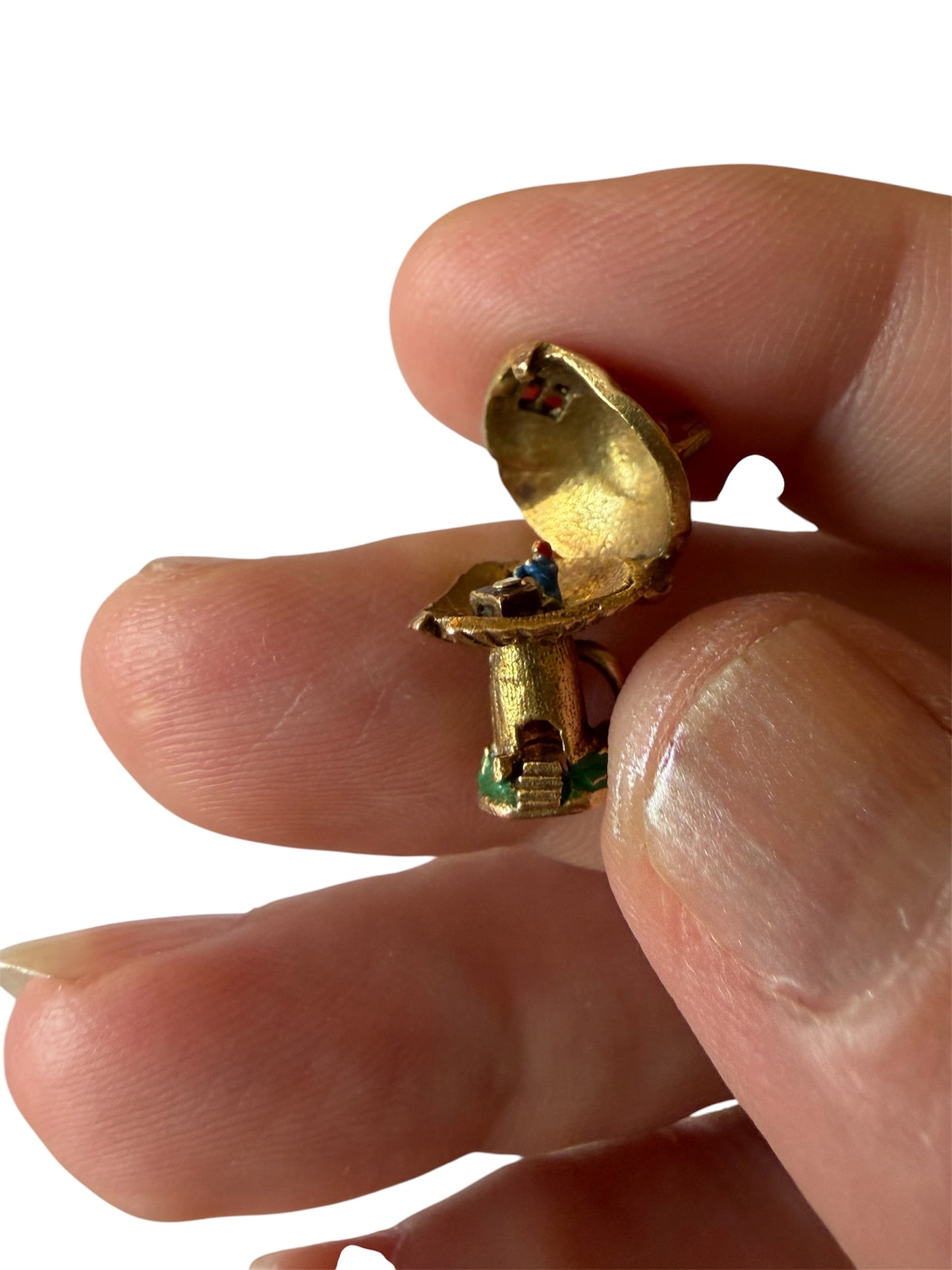 9ct vintage toad stool charm with gnome, 1963 by Georg Jensen 3.44g