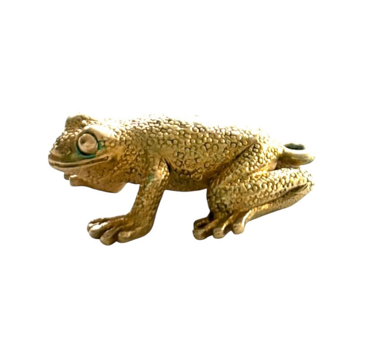 9ct vintage frog charm, citca 1960, solid gold 4.01g