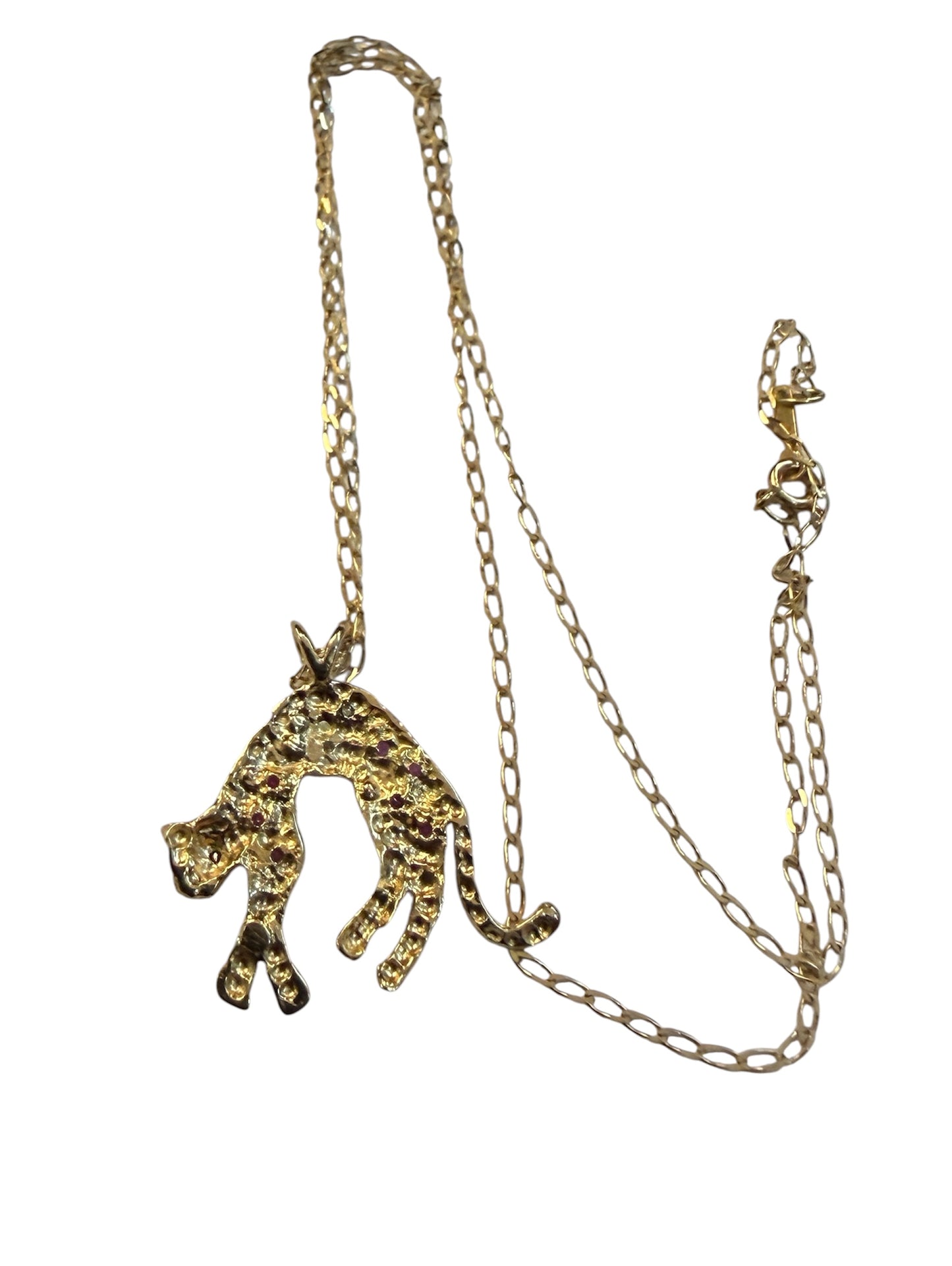 9ct vintage leopard pendant on 16 inch chain circa 1989