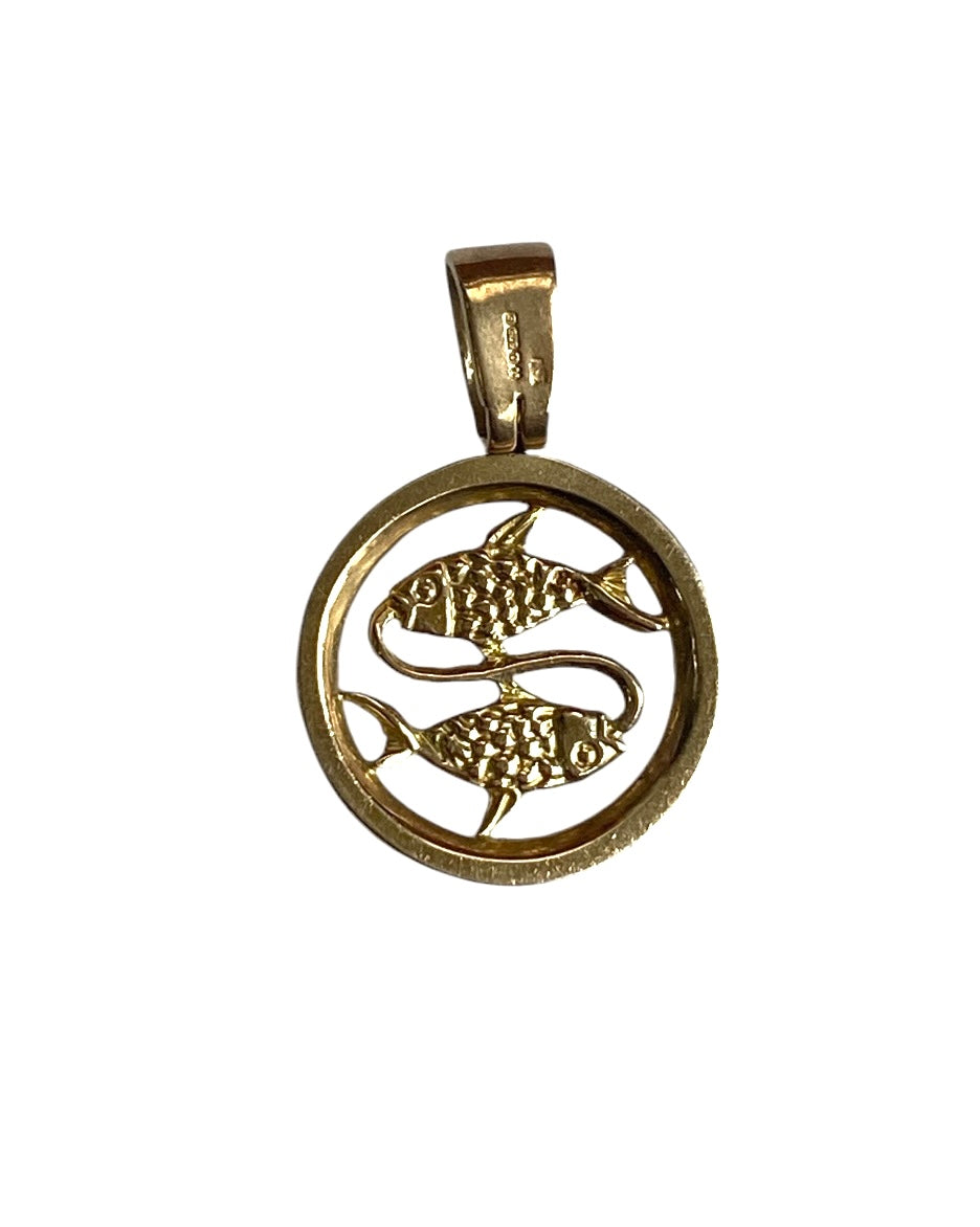 9ct vintage gold pisces charm pendant circa 1979